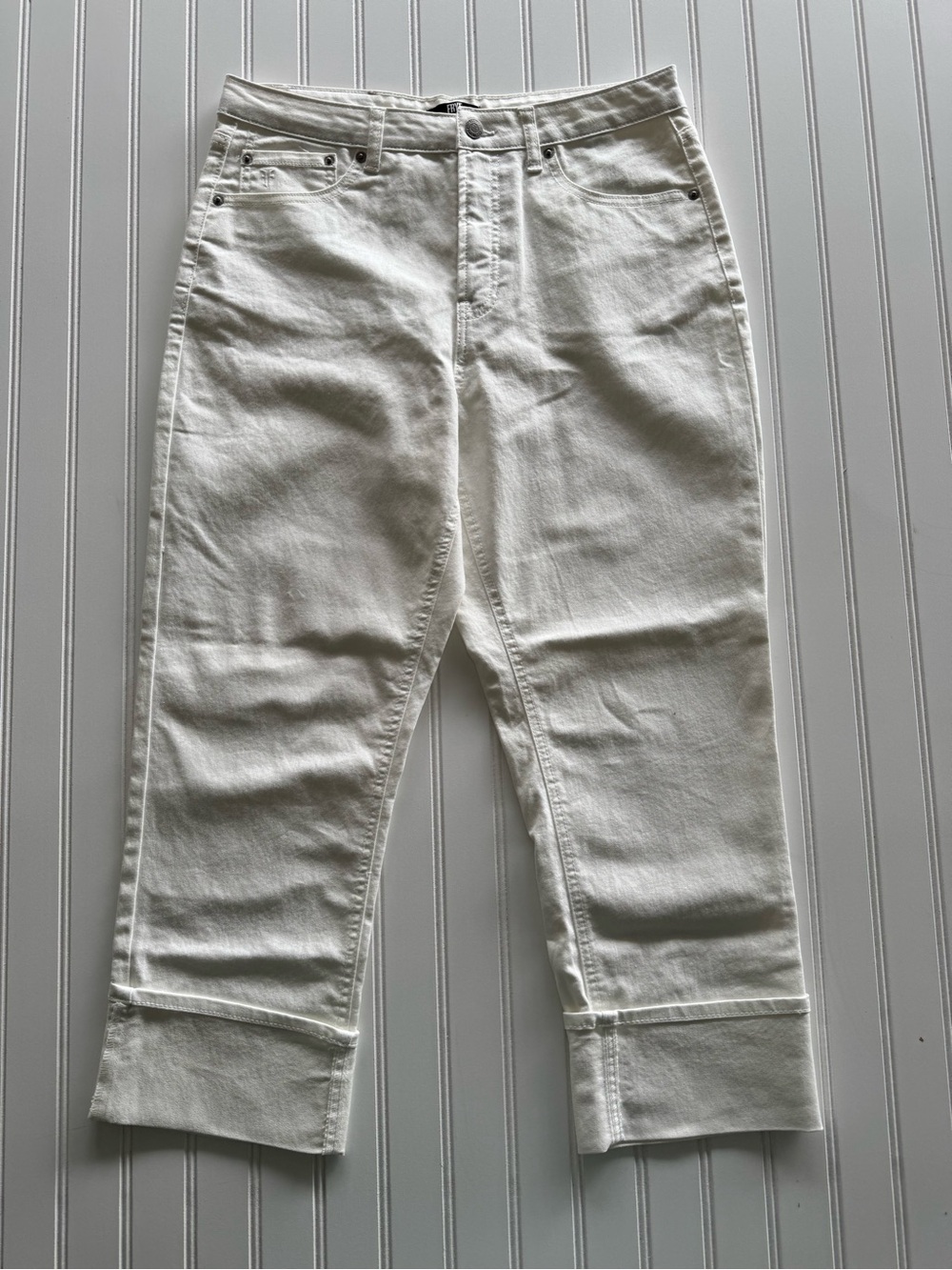 Frye High Rise Straight Leg White Denim Jeans
